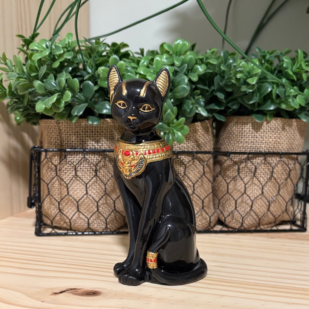 Lenox Black Cat Figurine with Gold and Red Details